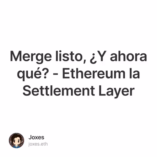 Merge listo Y ahora qu - Ethereum la Settlement Layer