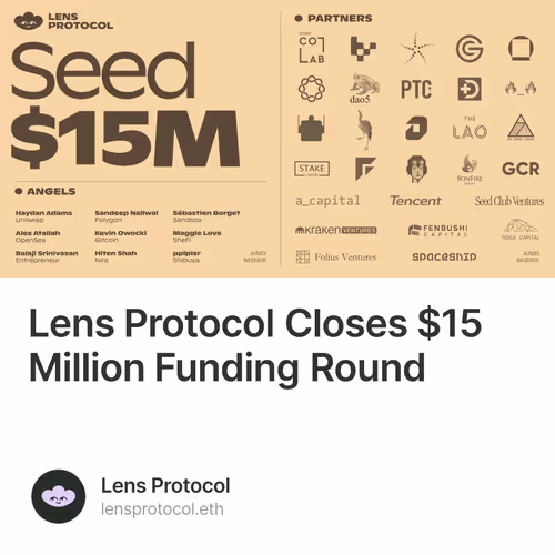 Lens Protocol Closes $15 Million Funding Round 527/1000