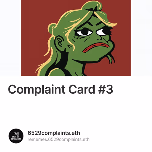 Complaint Card #3 21/69