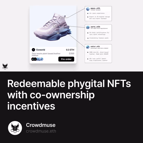 Redeemable phygital NFTs with co-ownership incentives 14/500