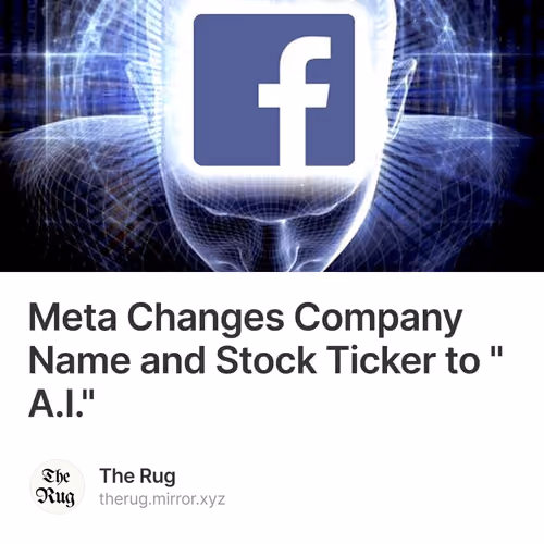 Meta Changes Company Name and Stock Ticker to "A.I." 5/99