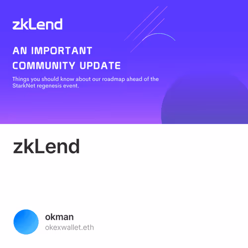 zkLend的路线图更新 23/910