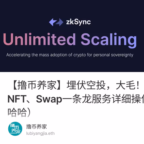 【撸币养家】埋伏空投，大毛！zkSync主网充值、Mint NFT、Swap一条龙服务详细操作教程（内含福利图，哈哈） 3/500