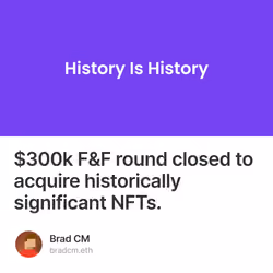 $300k F&F round closed to acquire historically significant NFTs. 3/500