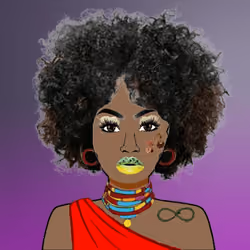 Cryto African Woman #83 :   polygon  Crypto Women Blockchain  Rare Bored Hawaii mouth Azuki Unique jewelry Red one Rare Flower Infinity Meta