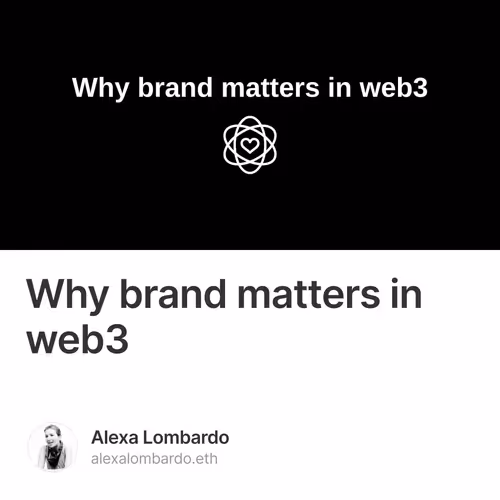 Why brand matters in web3 1/500