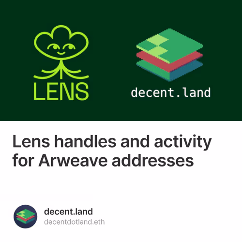 Lens handles and activity for Arweave addresses