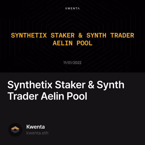 Synthetix Staker & Synth Trader Aelin Pool 322/500