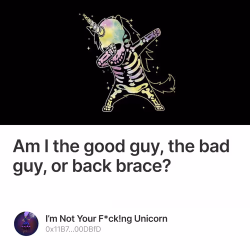 Am I the good guy, the bad guy, or back brace? 1/500