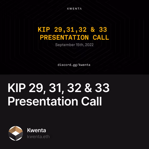 KIP 29 31 32 & 33 Presentation Call