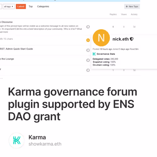 Karma governance forum plugin supported by ENS DAO grant 2/500