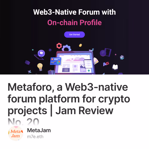Metaforo a Web3-native forum platform for crypto projects  Jam Review No. 20