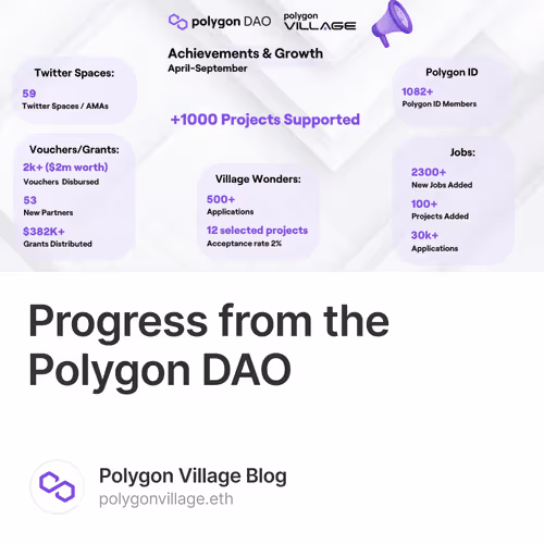 Progress from the Polygon DAO 8/500