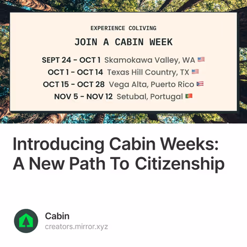 Introducing Cabin Weeks: A New Path To Citizenship 1