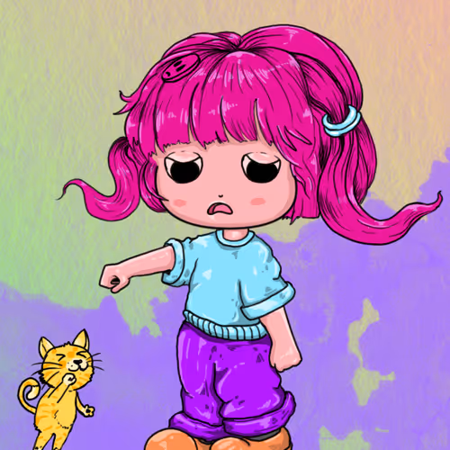 Young girl and little cat