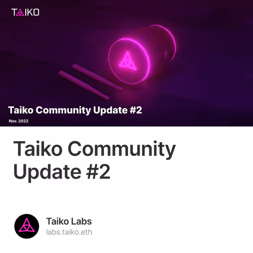 Taiko Community Update #2 413/500