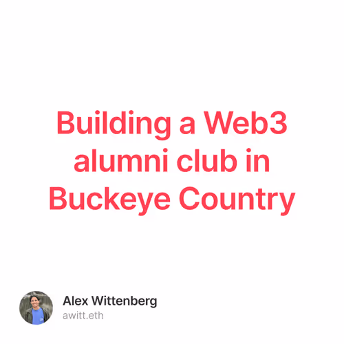 Building a Web3 alumni club in Buckeye Country 1/100