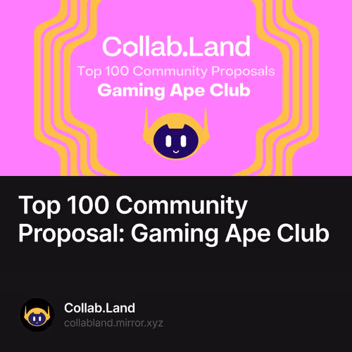 Top 100 Community Proposal: Gaming Ape Club 131/500