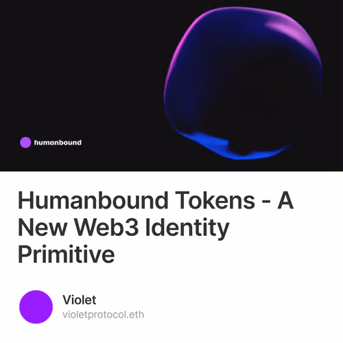 Humanbound Tokens - A New Web3 Identity Primitive 287/500