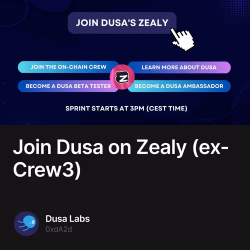 Join Dusa on Zealy (ex-Crew3) 168/500
