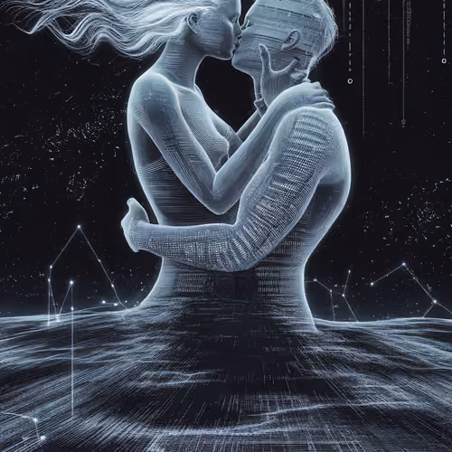 Embracing and kissing.