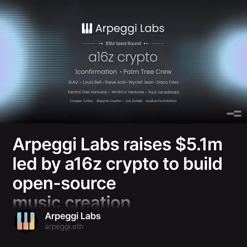 Arpeggi Labs raises $5.1m led by a16z crypto to build open-source music creation 174/500