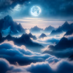 Moon Over Mountain Peaks
