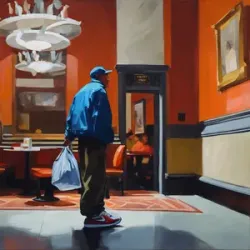 Delivery Man Arriving in Lobby