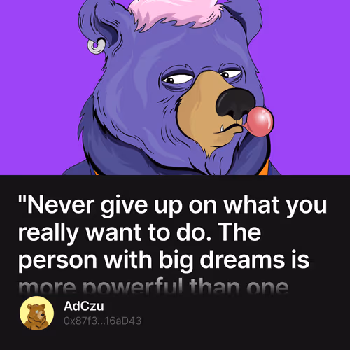"Never give up on what you really want to do.  The person with big dreams is more powerful than one with all the facts" Albert Einstein 1/500
