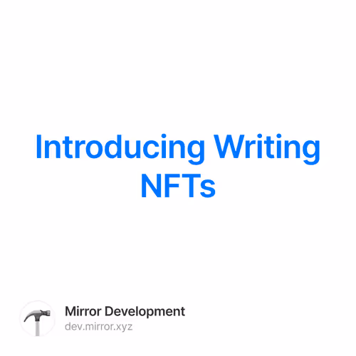 Introducing Writing NFTs 84/420