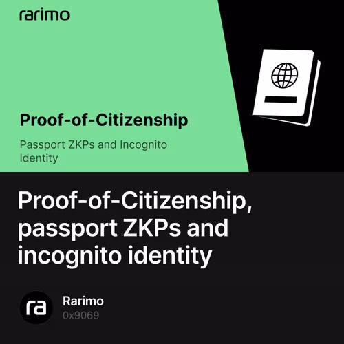 Proof-of-Citizenship, passport ZKPs and incognito identity 1