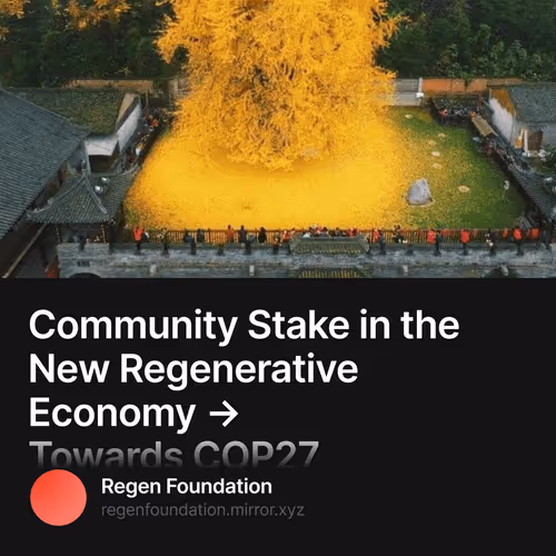 Community Stake in the New Regenerative Economy → Towards COP27