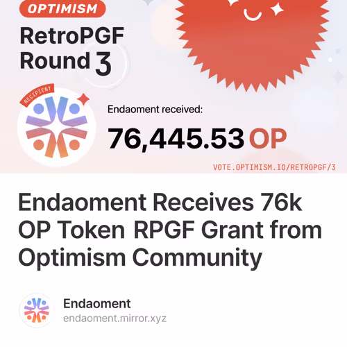 Endaoment Receives 76k OP Token RPGF Grant from Optimism Community 3