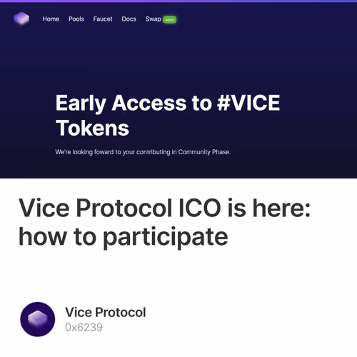 Vice Protocol ICO is here: how to participate 29/500