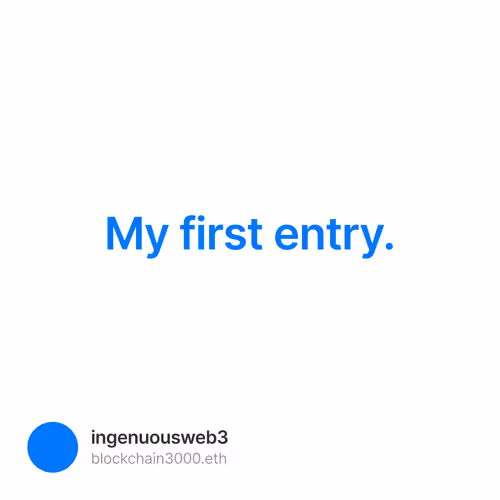 My first entry. 1