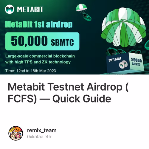 Metabit Testnet Airdrop (FCFS) — Quick Guide