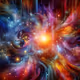 abstract artwork inspired by cosmic elements and vibrant colors