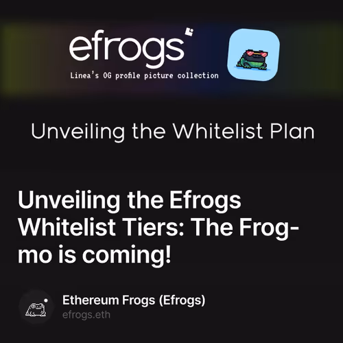 Unveiling the Efrogs Whitelist Tiers: The Frog-mo is coming!