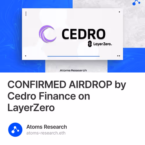 CONFIRMED AIRDROP by Cedro Finance on LayerZero