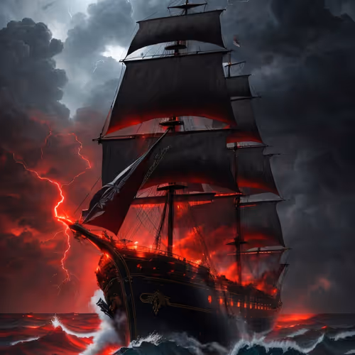 "Nocturnal Thunder Seascape"