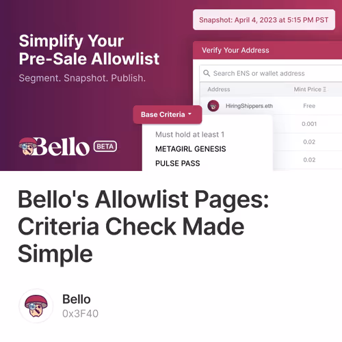 Bello's Allowlist Pages: Criteria Check Made Simple