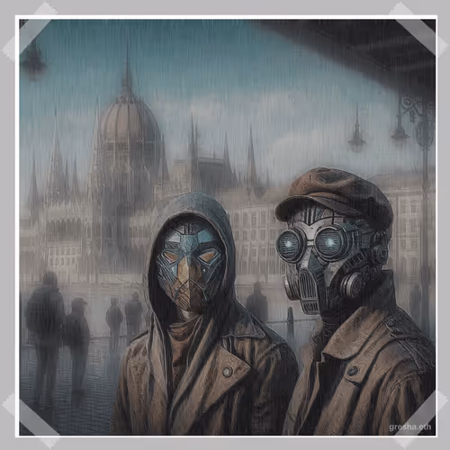 Masked friends in Budapest