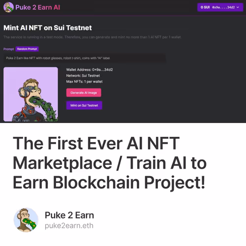 The First Ever AI NFT Marketplace / Train AI to Earn Blockchain Project!