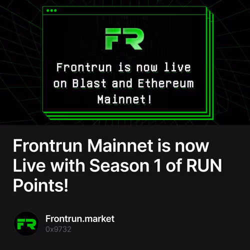 Frontrun Mainnet is now Live with Season 1 of RUN Points!