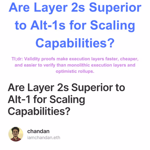 Are Layer 2s Superior to Alt-1 for Scaling Capabilities?