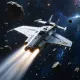 Starship flies to dark asteroids.