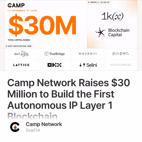 Camp Network Raises $30 Million to Build the First Autonomous IP Layer 1 Blockchain