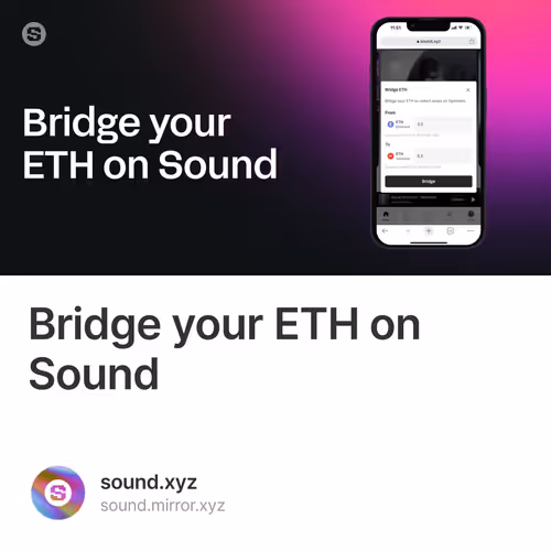 Bridge your ETH on Sound