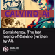 Consistency. The last memo of Calvino (written by AI).
