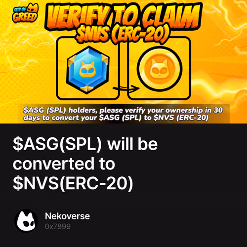 $ASG(SPL) will be converted to $NVS(ERC-20)